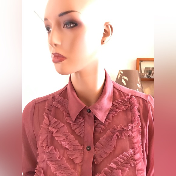 Free People dirty rose color blouse with front detailing. Size S. Like new - Picture 3 of 16